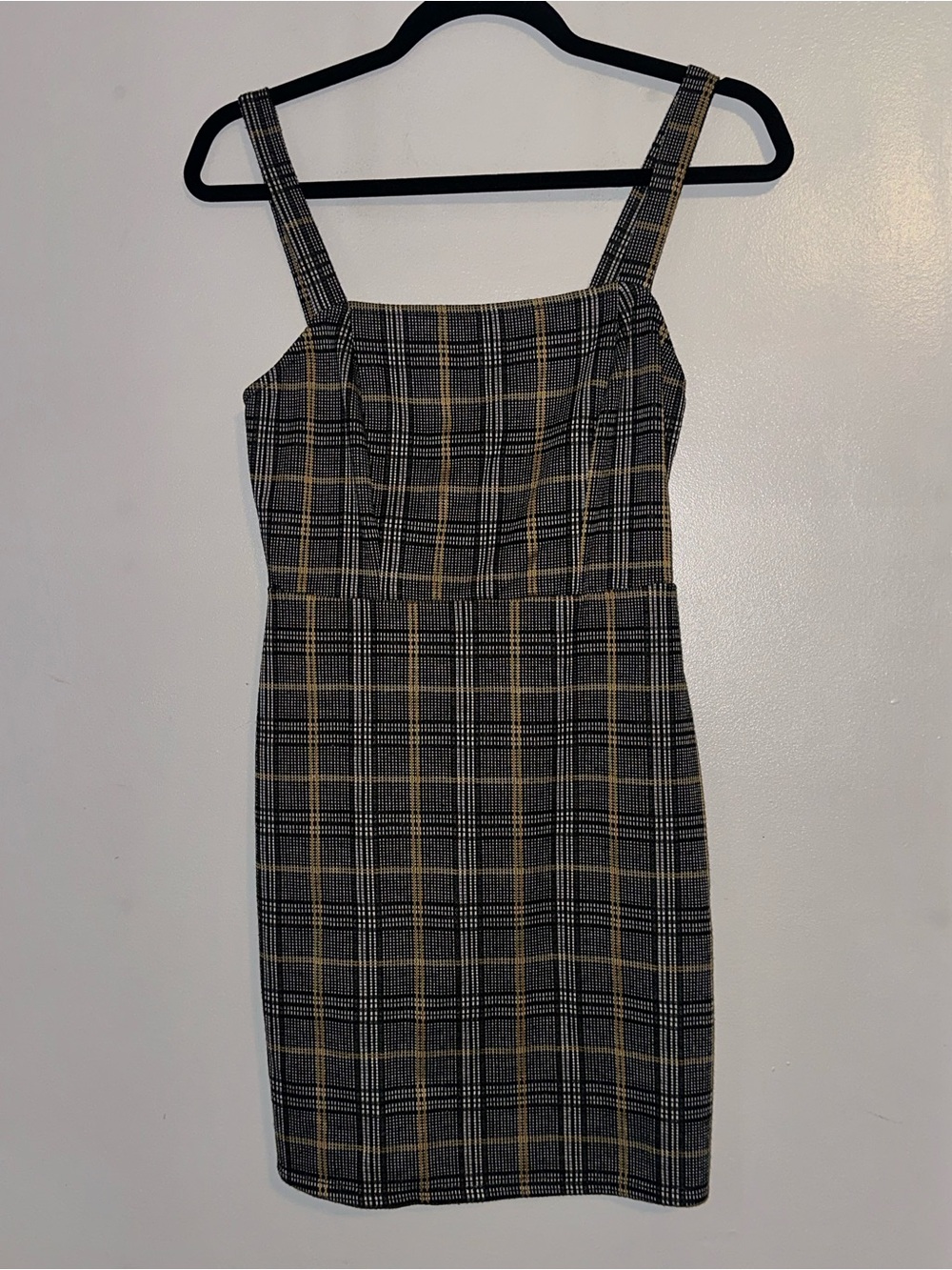 Forever 21 Black and Tan Plaid Mini Sheath Dress